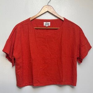 Me & Arrow Drop Shoulder Crop Tee in Cayenne Red, XS